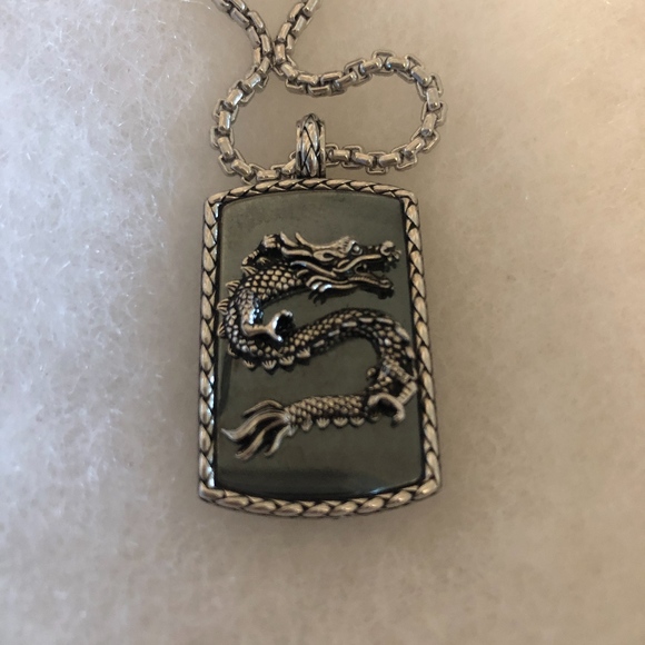 EFFY STERLING SILVER DRAGON DOG TAG NECKLACE - Picture 3 of 6